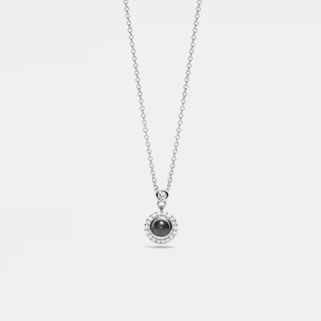 925 Sterling Silver Halo Custom Photo Projection Necklace