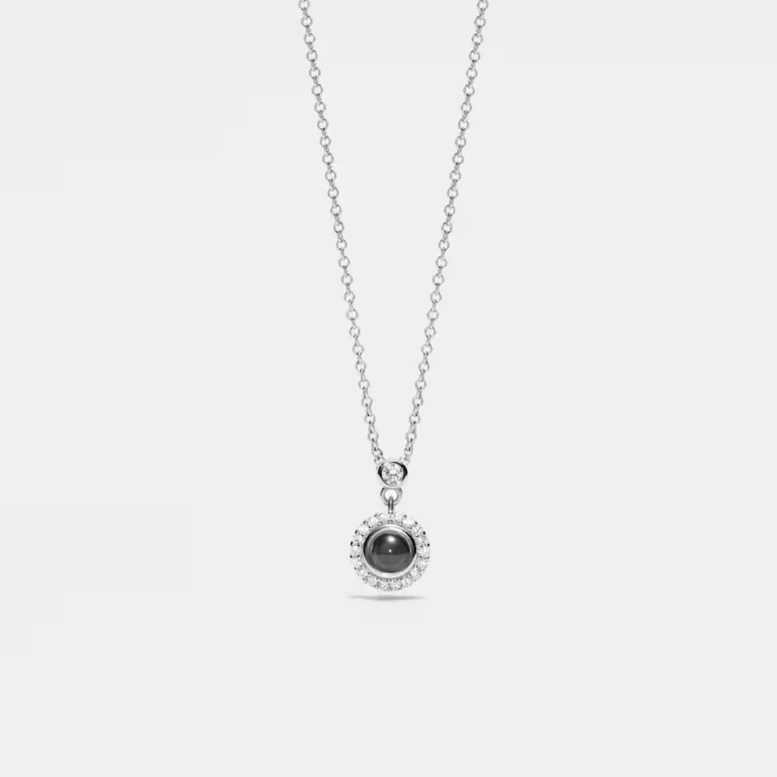 925 Sterling Silver Halo Custom Photo Projection Necklace
