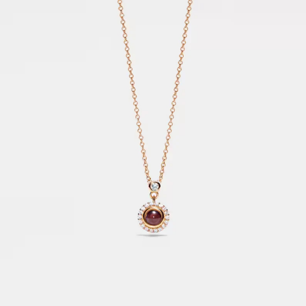925 Sterling Silver Halo Custom Photo Projection Necklace