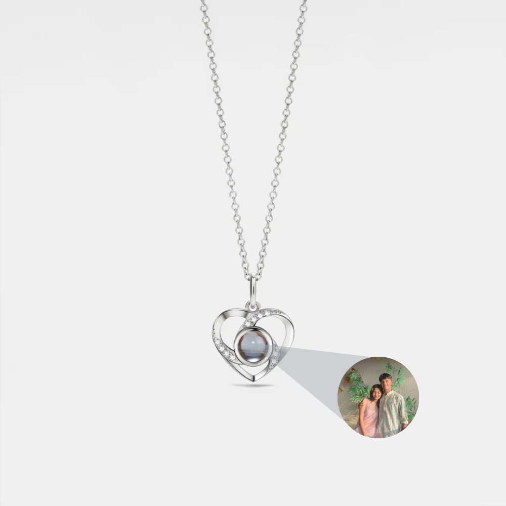 Infinity Heart Custom Photo Projection Necklace