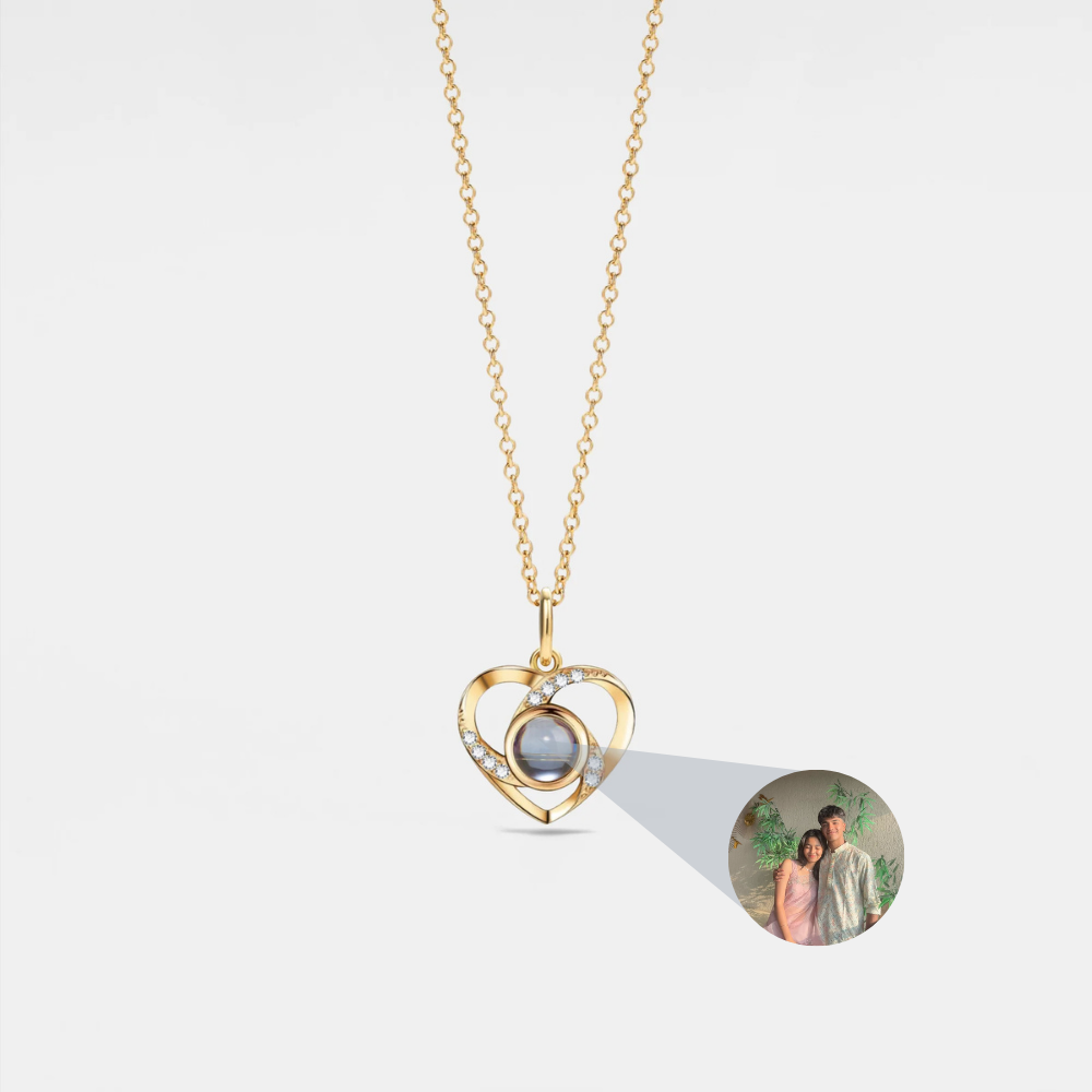 Infinity Heart Custom Photo Projection Necklace