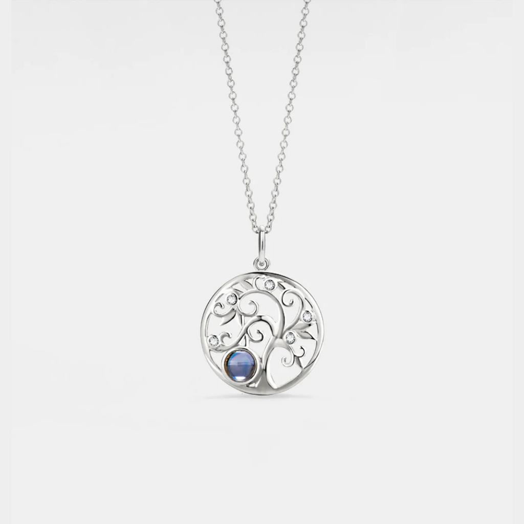 925 Sterling Silver Tree Of Life Custom Photo Projection Necklace