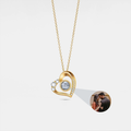 925 Sterling Silver Zircon Heart Custom Photo Projection Necklace