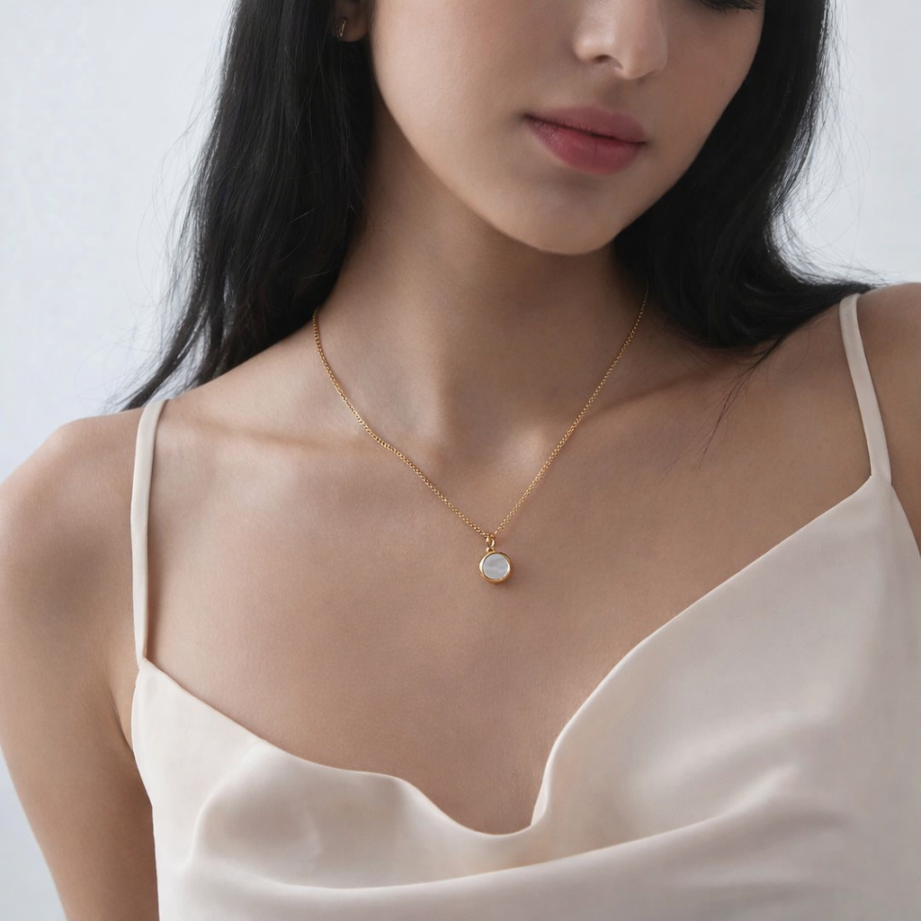 Mother Of Pearl Photo Locket Necklace
