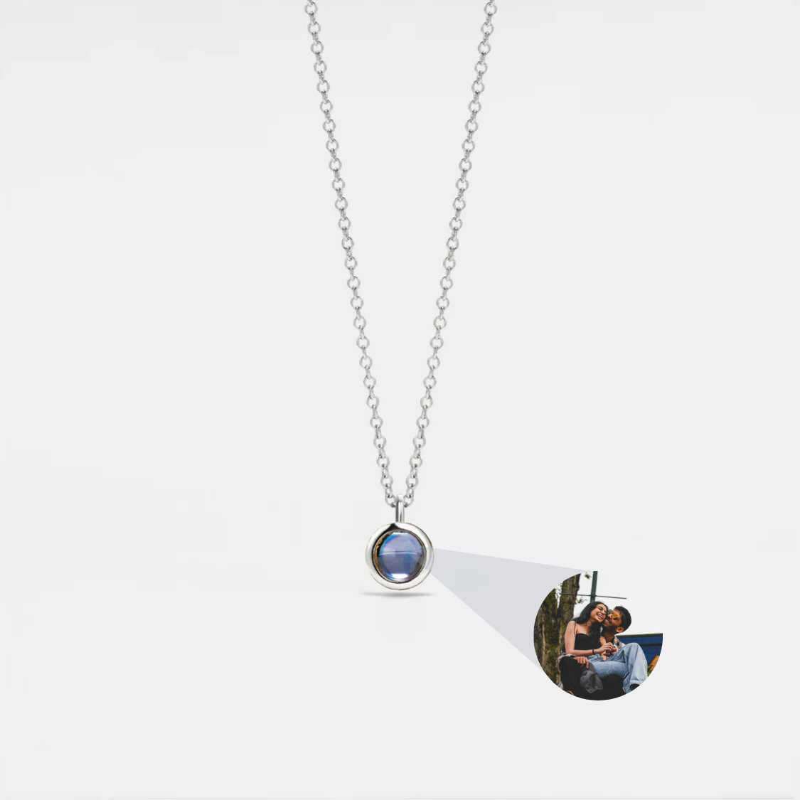 Silver Bubble Photo Projection Necklace 